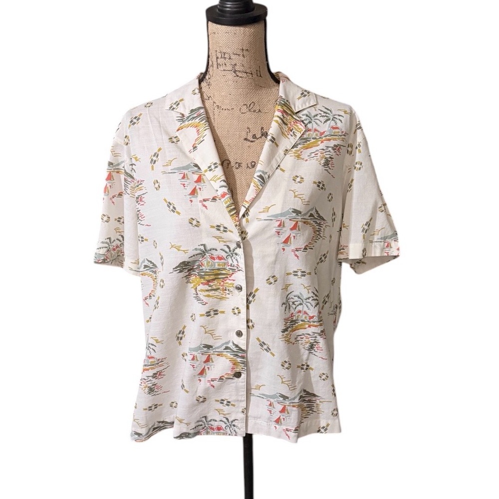 Pendleton Cream‎ Tropical Print Button-Down Shirt